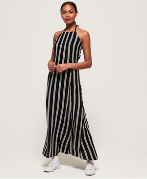 Superdry Deck Stripe Maxi Női Ruhák Csíkok/Fekete | SYCBJ3142